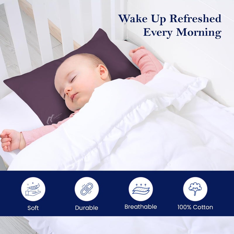 Ambition Home Toddler Pillowcase 12x16 Inch with Zipper Closure mini Pillow Cases Pack of 2, Travel Pillowcase 500 Thread Count 100% Soft Egyptian Cotton Decorative Small Toddler Pillowcase 12x16, Plum - Image 2